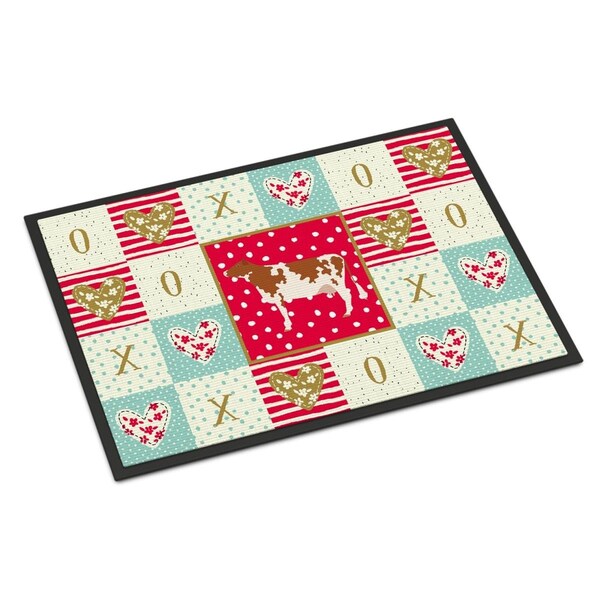 Carolines Treasures 24 x 36 in. Ayrshire Cow Love Indoor or Outdoor Mat CK5254JMAT - main